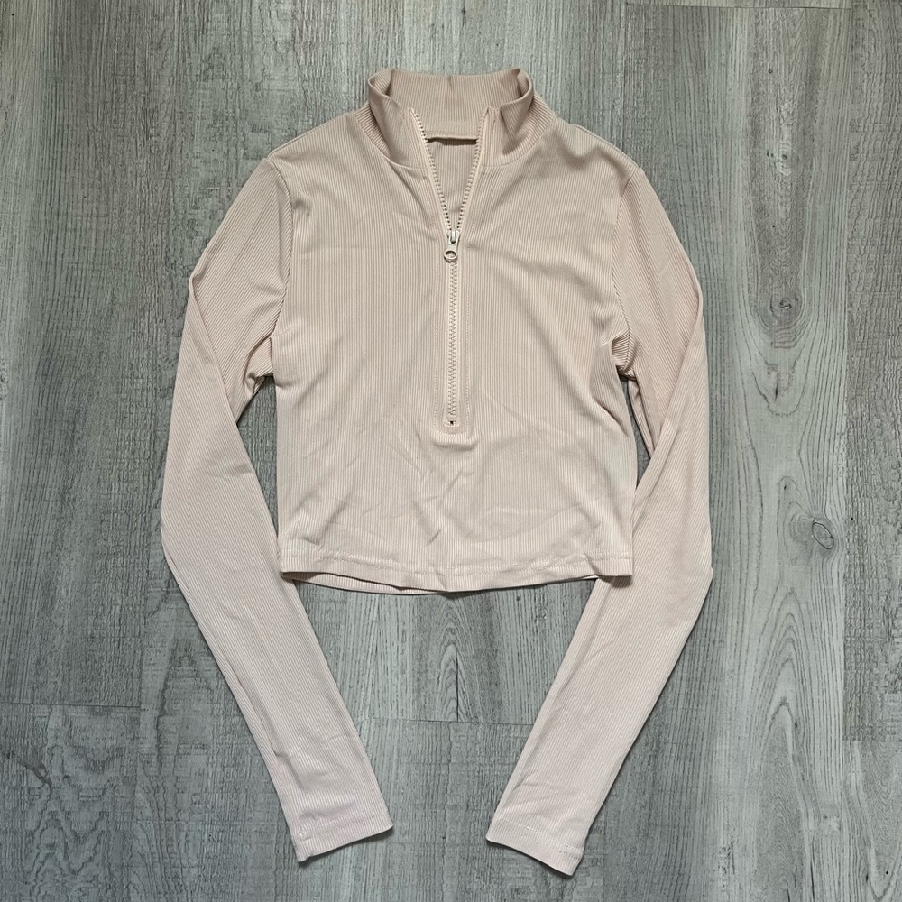 SHIEN Apricot Cropped Zip Up